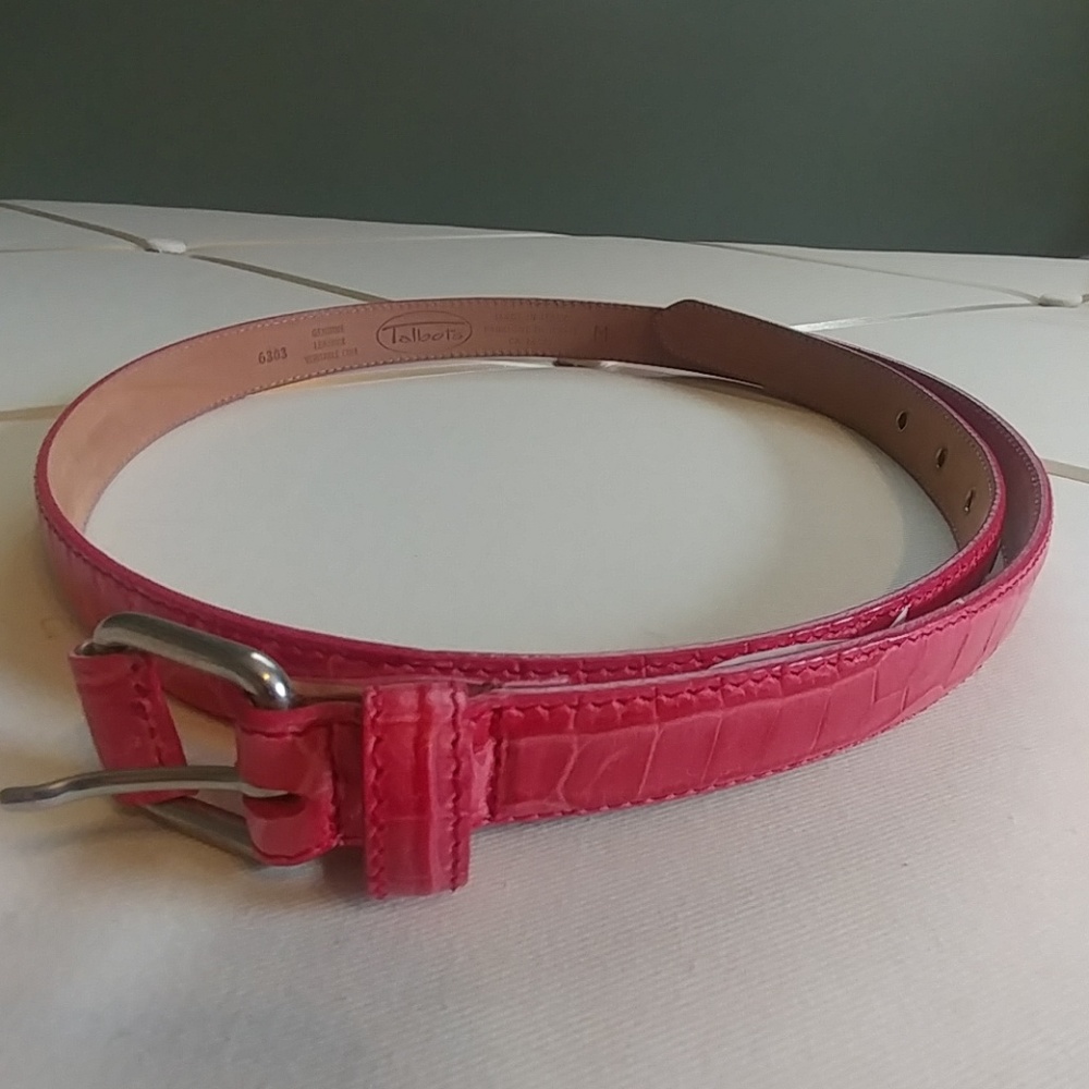 Talbots Pink Alligator Print Belt